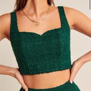 Abercrombie & Fitch Emerald Green Tweed Crop Top
